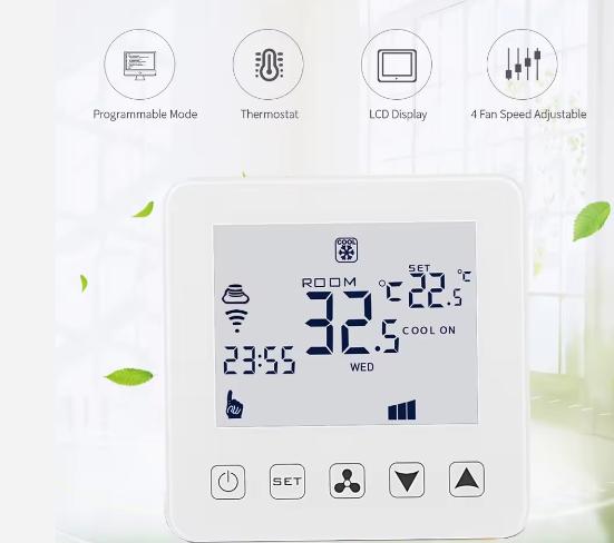 Latest HY08AC-2 Fan Coil Central Air Conditioners Thermostat HVAC Touch Smart Thermostat WIFI Tuya Home Thermostat
