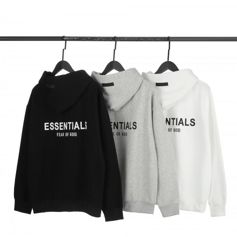 2026 FOG ESSENTIALS Flocked Letter Hoodie Unisex Casual Thick Cotton Sweatshirt