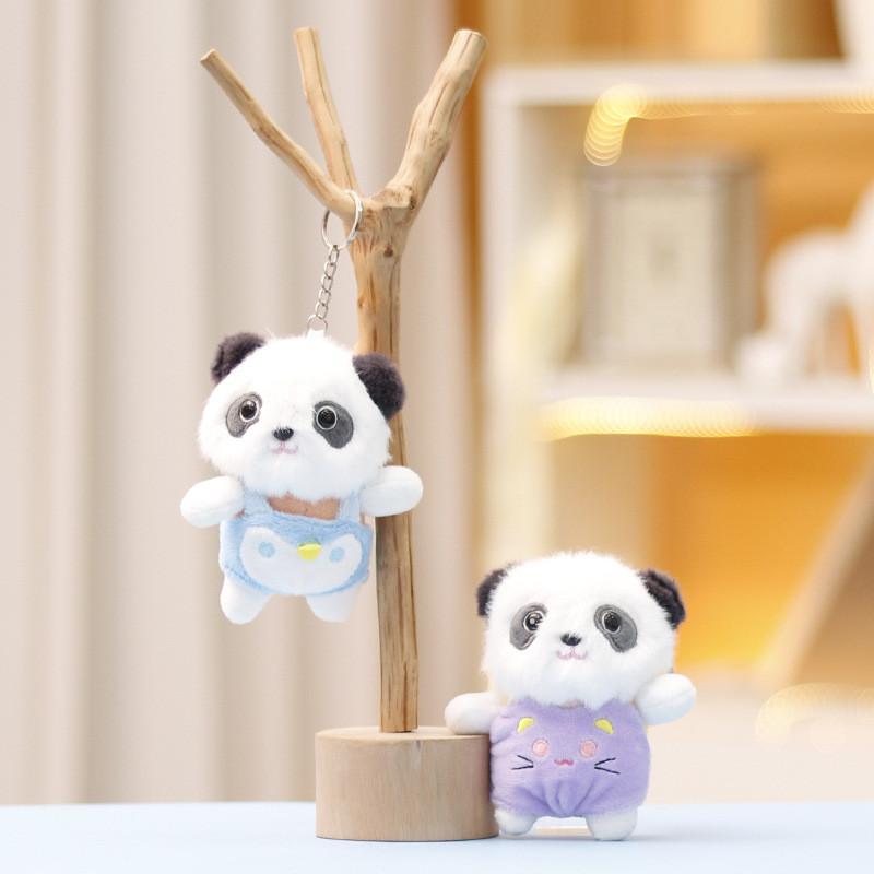 Cute Keychain Panda Cartoon Girl Backpack Decoration Hanging Plush Gift Doll
