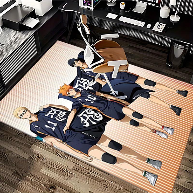 1pc Haikyuu!! Karasuno High Volleyball Team Uniform Chair Mat, Office Desk Pad, Non-Slip Carpet for Home Decor, Seasonal Gift, Suitable for Office and