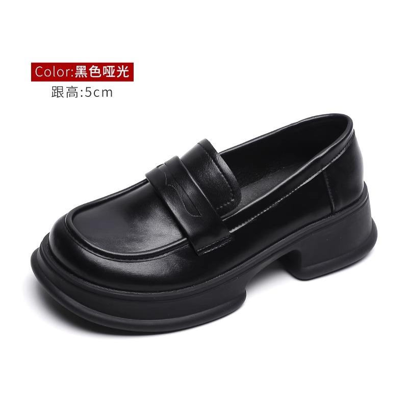 

туфли JK на толстой подошве из маленькой кожи женские в британском стиле маффин на мягкой подошве лоферы весенние с круглым носком на шнуровке универсальные туфли Мэри Джейн 35