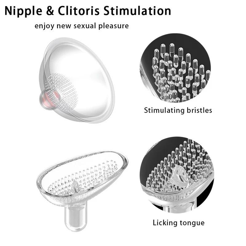 Nipple Sucker Vibrator Tongue Licking Nipple Cups Vibrator Clitoris Suction Massager Electric Breast Pump Breast Enlarge Massager Sex Toy for Women