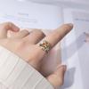 Natural Topaz Citrine Amethyst Ring S925 Sterling Silver Color Treasure Index Finger Ring Jewelry