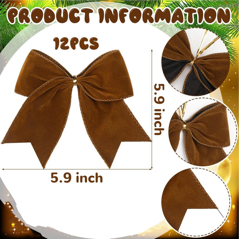 12 Stück 6-Zoll Samt Weihnachts Schleifen Feiertags Anhänger Weihnachtsbaum Schleifen Ornamente Für DIY Basteln Hochzeitskranz Süßigkeitstüte