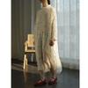 Women Vintage Polka Dot Dresses Stand Long Sleeve Summer Loose High Quality A-Line Dresses