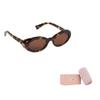 MIU MIU Logo-Embellished Oval Sunglasses Women Sunglasses Tortoiseshell SMUB09E14LFE20VC052