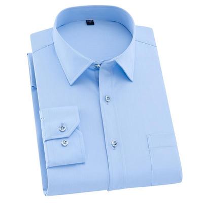 Men's Non-Iron Long Sleeve Shirt - Customizable Logo, Casual Solid Color for Work & Business