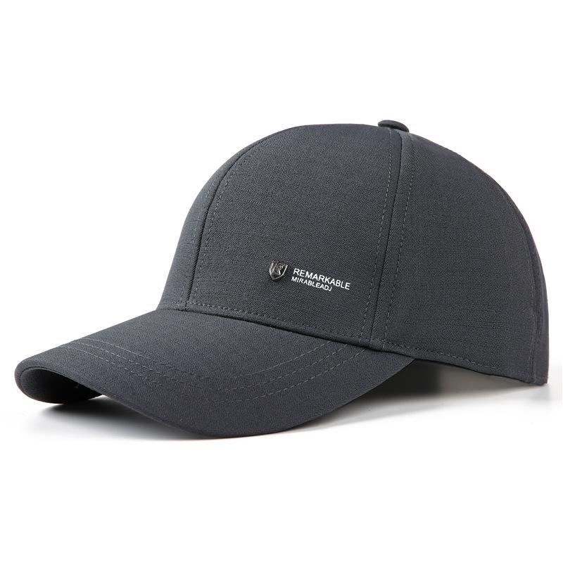 Non-Fading Spring And Autumn Hat Men'S Baseball Cap Middle-Aged And Elderly Thin Sunshade Sunscreen Four Seasons Outdoor Black Cap