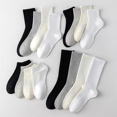 4 Pairs of Female Spring and Summer New Fashion Sports Leisure Pure Color Deodorant Wicking In The Tube Socks