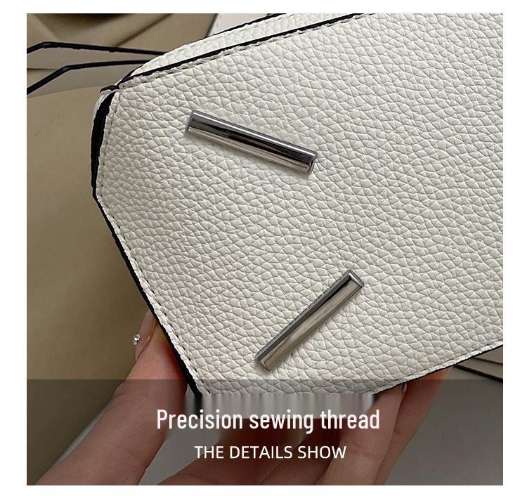 Prosta Jednolita Kolorowa Patchworkowa Torba na Ramię Crossbody z Ziarnistej Skóry Liczi