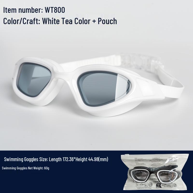 Professional Anti-Fog Adult Swim Goggles & Cap Set with High-Definition Silicone Lens