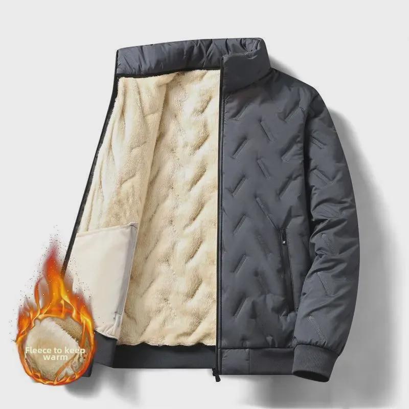 Herren Vielseitige Winter Baumwolljacke: Verdickt, Winddicht, Kältefest, Stehkragen, Große Größe.