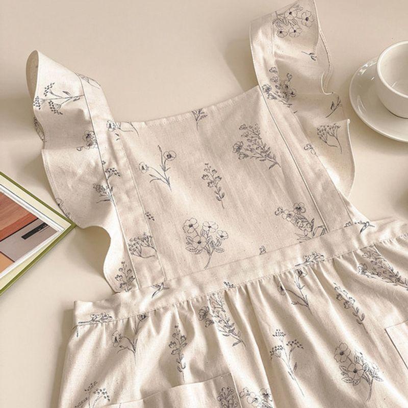 BELLELIFE Pencil Flower Ruffle Apron