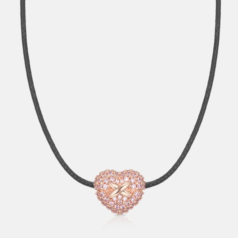 METROCITY JEWELRY Cuore Sterling Silver Rose Necklace A243SN1229RPP