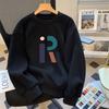 Mens Long Sleeve Fleece Crew Neck Casual Loose Pullover Sweatshirt Streetwear Print Tops