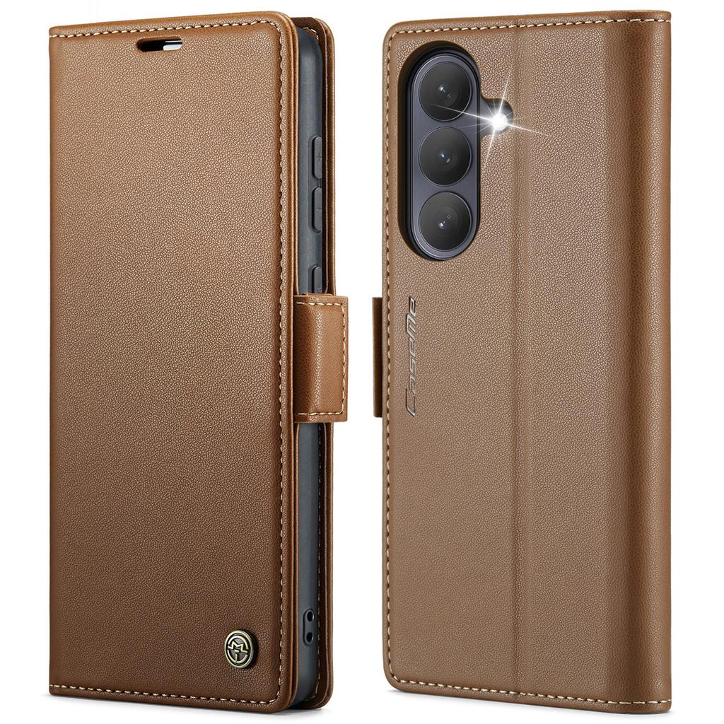 For Samsung Galaxy A57 5G Case CASEME 023 Series RFID Blocking Wallet Stand Glossy Litchi Texture Leather Phone Cover