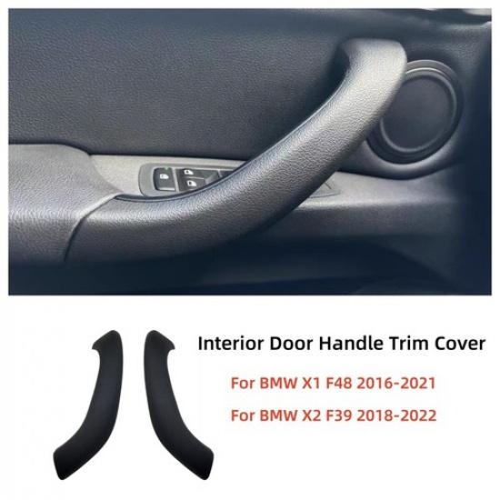 2PCS For 2016-22 BMW F48 F49 F39 X1 X2 Black Inner Door Handle Panel Pull Cover