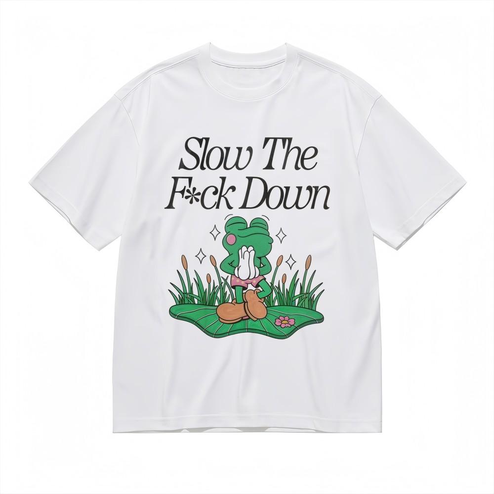 

Women s Oversize Tee With Chill Frog Art Graphic Unisex White 100% Cotton Top XL