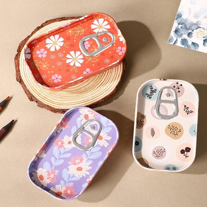 1Pcs Mini Flower Decor Drink Can Tinplate Box Empty Storage Container for Candy Small Accessory Travel Portable Organizer