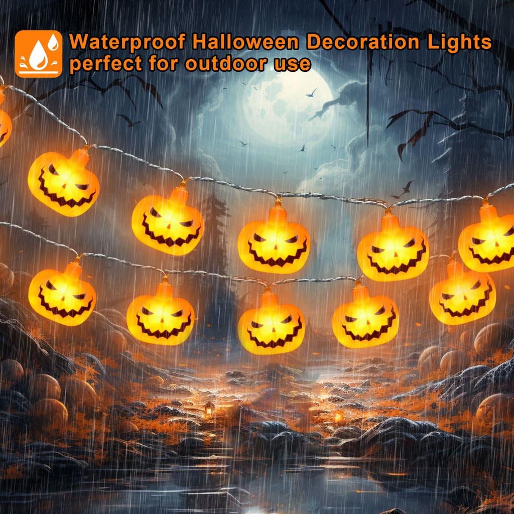 1pc Halloween 10/20 LED Single Layer Pumpkin String Lights Battery Operated For Home Indoor Outdoor Halloween Party Decoration