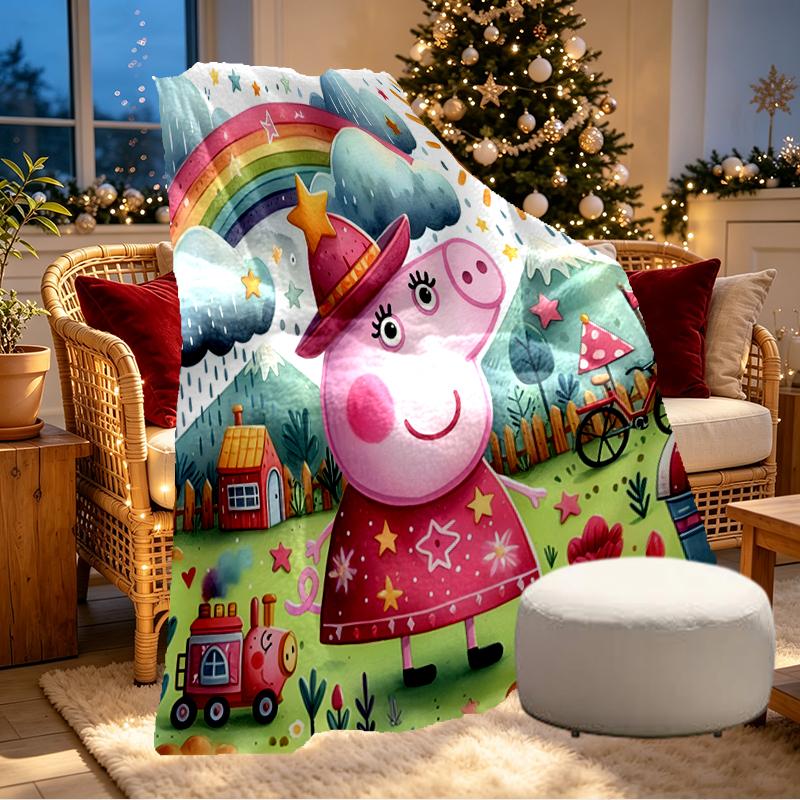 Peppa Pig Print Blanket - Soft & Comfortable, for Bedroom, Travel, Sofa, Home Decoration - Birthday Christmas Gift for Friend