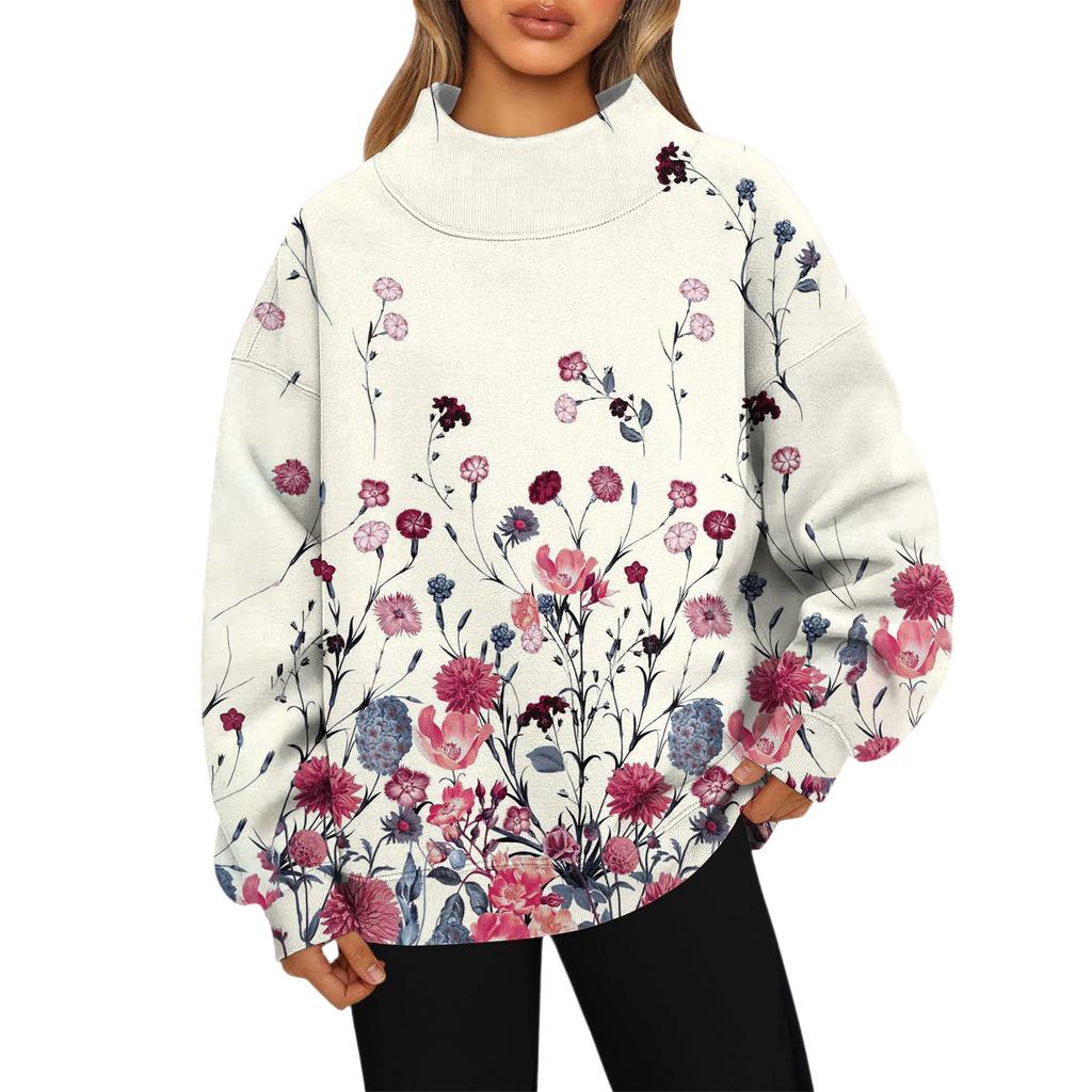 Mock Neck Sweatshirt Women Fall Comfort Oversized Sweatshirt Dressy Pullover Sweatshirts No Hood Cozy Turtleneck Tops