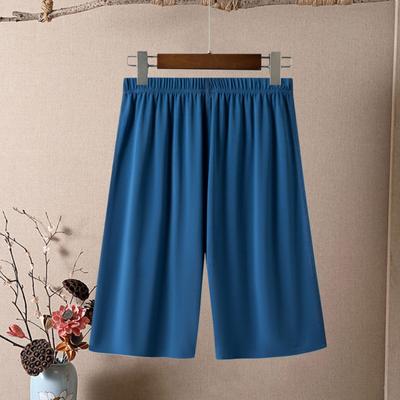 Erkekler Pijama Şort Gecelik Şort Elastik Bel Pilili Geniş Bacak Gevşek Yumuşak Nefes Derin Kasık Ince Diz Boyu Rahat Şort