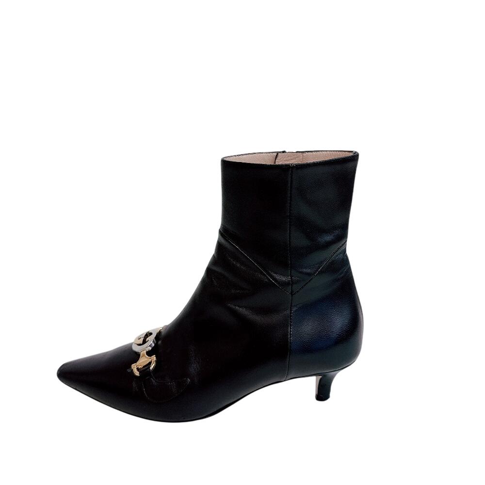 GUCCI 577157 short boots Interlocking G Zumi leather boots black leather Used