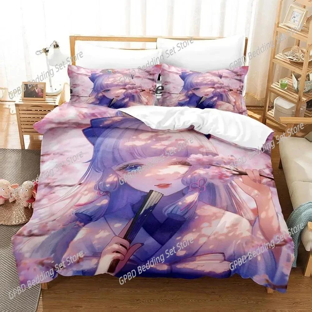 Game Genshin Impact Kamisato Ayaka 3D Bedding Set Duvet Cover Pillowcases Single Twin Full Queen King Size Home Decor Quilt Boys
