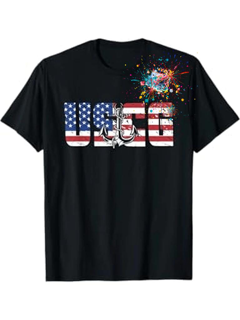 American Flag US Coast Guard TShirt 100 Cotton ONeck Short Sleeve Summer Casual Unisexs Tshirt Streetwear
