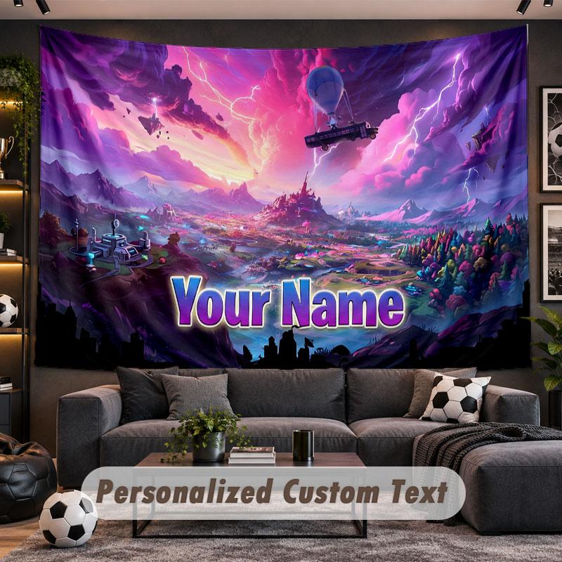 Wall Hanging Tapestry Custom NameFortnite Pattern Personalized Printed Fabric Wall Decor