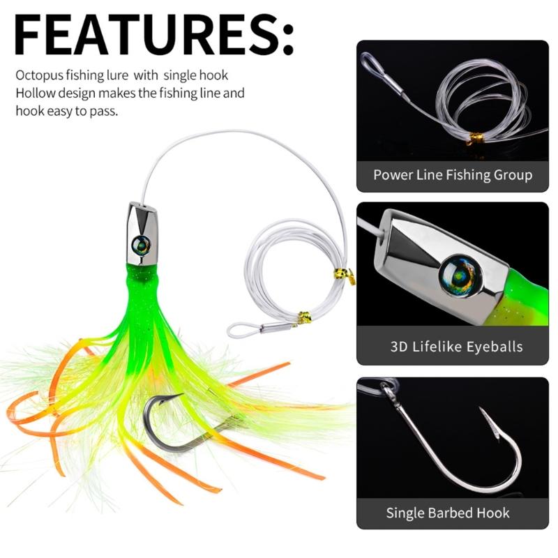 Squid Skirt Trolling Lures Saltwater Octopuses Baits Metal Head Octopuses Squid Skirt Baits Squid Skirt Trolling Lures