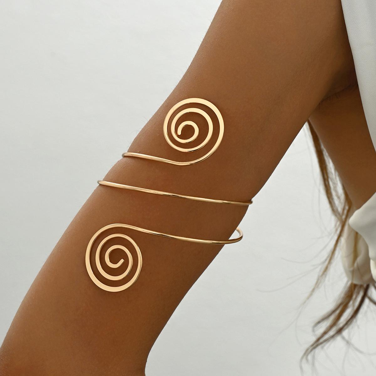 

Stylish Geometric Ribbed Punk Hip Hop Wrap-Around Arm Cuff Accessory
