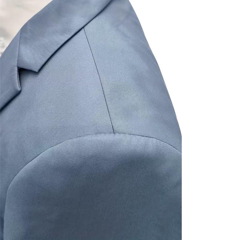 Herbst Neue Herren Einfarbig Slim Fit Anzugjacke mit Brustattrappe und Innenfutter