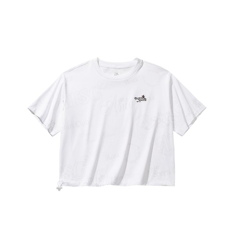 

Anta Casual Series Round Neck Fashion Letter Versatile Short Sleeve T-Shirt Women tops 162628112-1 S