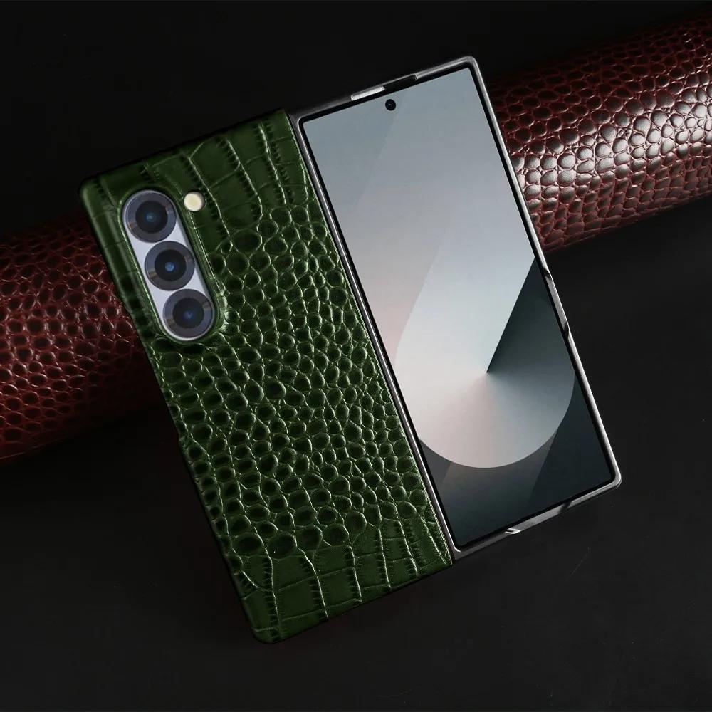 Hand Crafted Genuine Leather Case For Samsung Galaxy Fold 6 Fold 3 Mobile Phone Cover Galaxy Z Flip6 Back Shell Coque