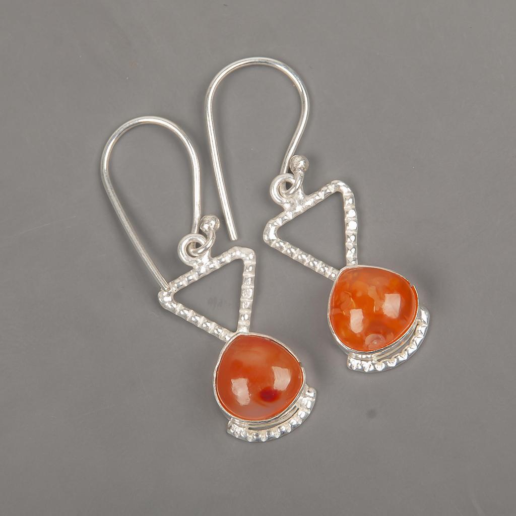 Cercei din argint sterlin masiv 925, carneol, bijuterii lucrate manual cu pietre prețioase, cadouri pentru soție, cercei noi