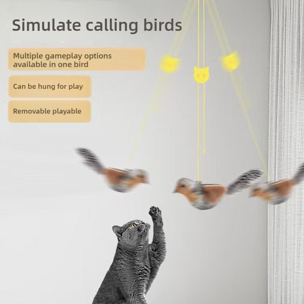 Physical Mechanical Sound Simulation Bird Bite Resistant Cat Toy Elasticity Chirp Igh Chirp Hig J0B3