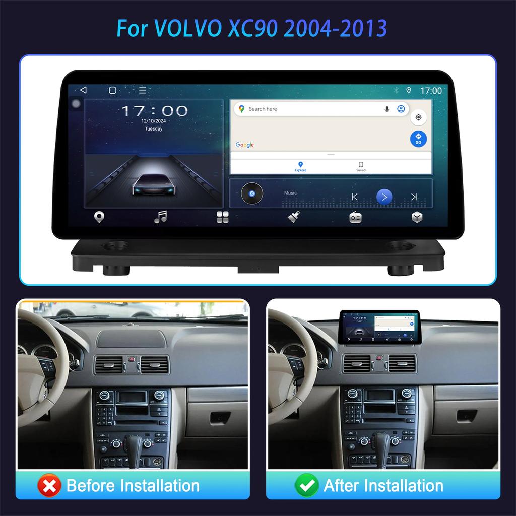 Car Radio Carplay panel Multimedia 4G GPS BT Android 14 Navigation Car Stereos For VOLVO XC90 2004-2013 12.3″ Screen Stereo