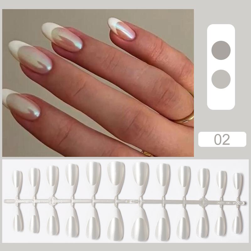 Set da 24 Pezzi Unghie Finte French Bianche Press-On Copertura Completa Unghie Artificiali Indossabili Bellezza Unghie French Bianco Naturale Unghie Finte Artistiche