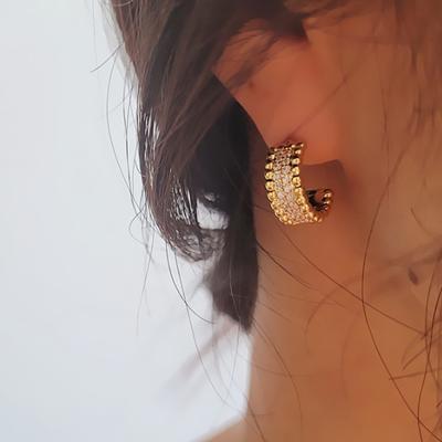 Women's Titanium 15K Gold Plated Alhambra Cubic Zirconia Earrings