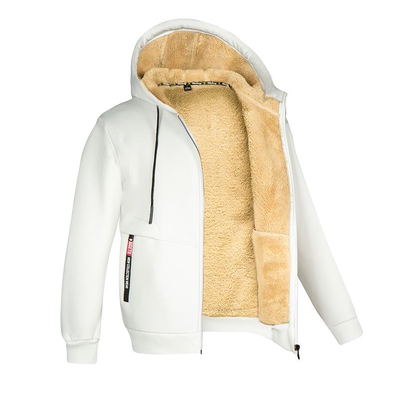 Men's Lamb Fleece Hoodie: Velvet-Lined, Thickened, Autumn/Winter, Casual Sportswear Jacket