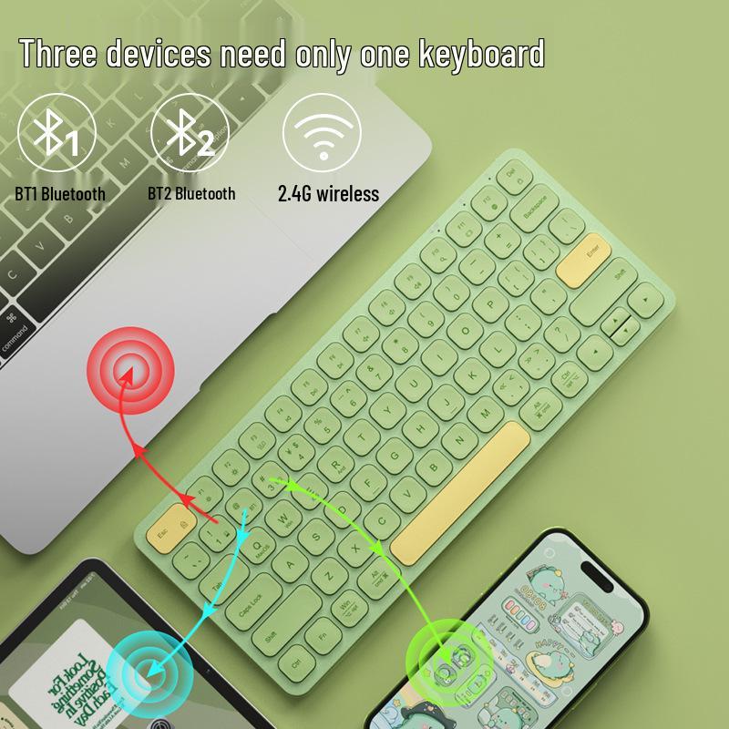 BOW Hangshi HD286CL Dual-Mode Bluetooth Wireless Ultra-Quiet Keyboard - Cute & Lightweight for Girls