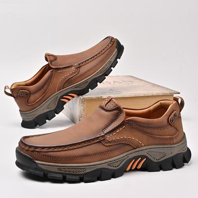 Zapatos de Senderismo Impermeables para Hombre de Cuero Sintético Slip On para Hombre para Exteriores Antideslizantes Zapatillas para Caminar Casuales Mocasines Zapatos de Trabajo Botines Cómodos