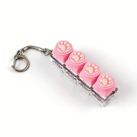 Tragbar Silikon Katzenpfote Clicker Schlüsselanhänger LED-Licht Leuchtend Fidget Spielzeug Tastaturstil Taste Stress Angst Linderung Geschenk