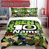 3pcs Duvet Cover Set (1*Duvet Cover + 2*Pillowcase, Without Core), Custom Name Ben 10 Cartoon Pattern Bedding Set, Home Bedroom Decor Gift