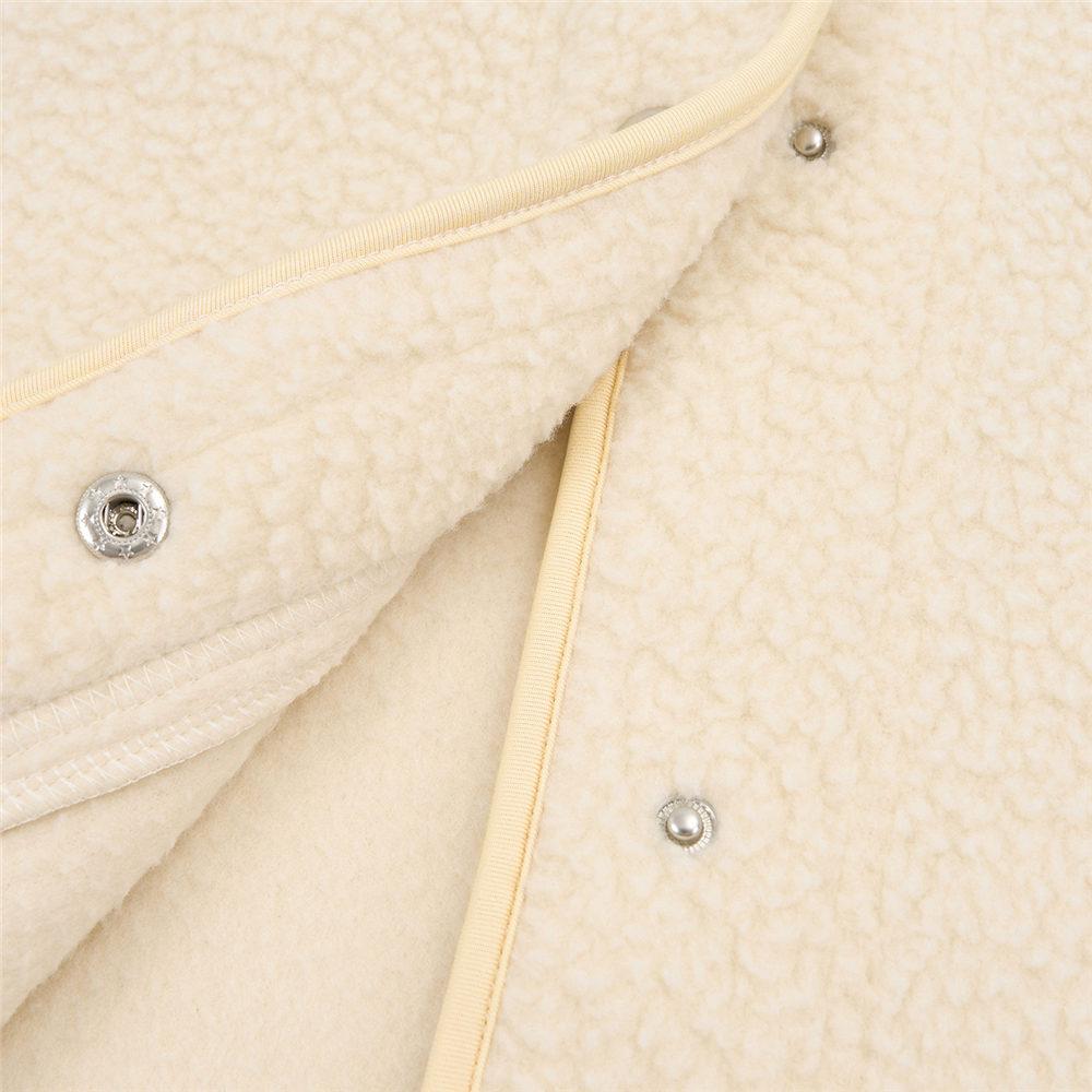 Women's Round Neck Coat Casual Fleece Coat Vintage Solid Color Long Sleeve Single Breasted for Office Party