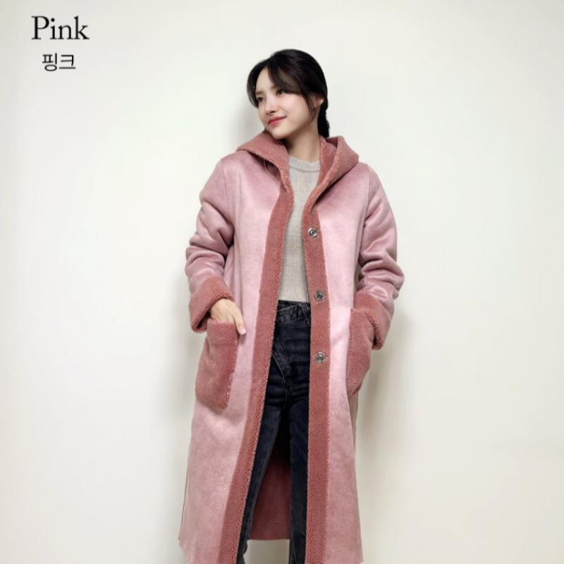 La Belle Shinyoung Fur Hood Reversible Mouton Long Coat Lb103ct