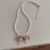 Cute Candy Color Acrylic Cartoon Horse Rhinestones Simulated Pearl Pendant Necklaces for Women Strand Sweater Chain Choker