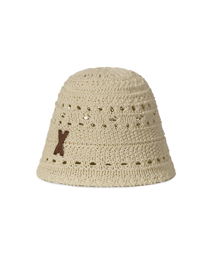 Bajal Va Patch Soft Knit Bucket Hat Beige